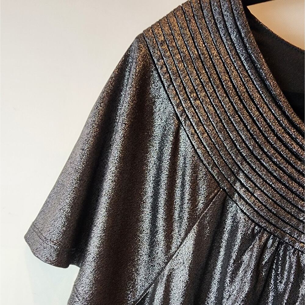 Dana Buchman Gray Black Top Holiday‎ Christmas Party Oversized Shirt Size M - Picture 7 of 8